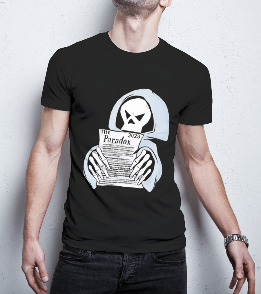 The Paradox Skull Grim Reaper Holding 2023 Newspaper T-Shirt