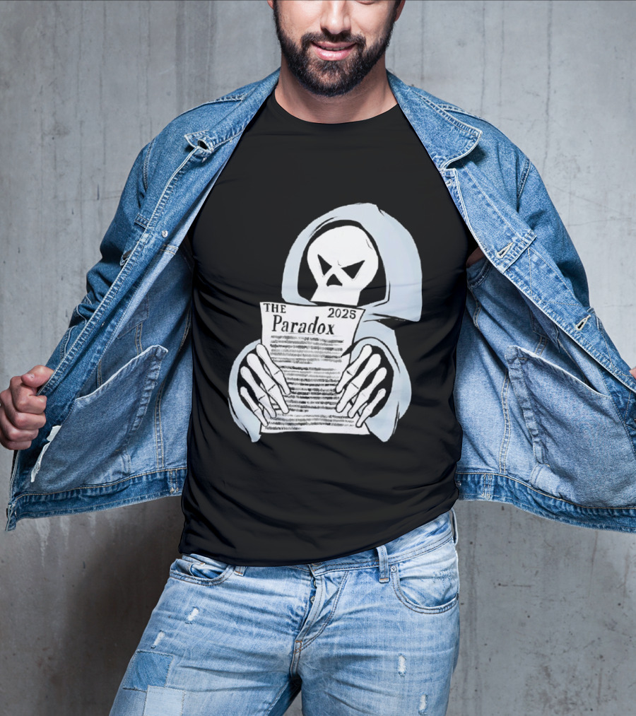 The Paradox Skull Grim Reaper Holding 2023 Newspaper T-Shirt