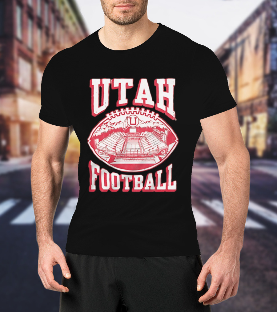Utah Utes Football Stadium Illustration With Mountain T-Shirt