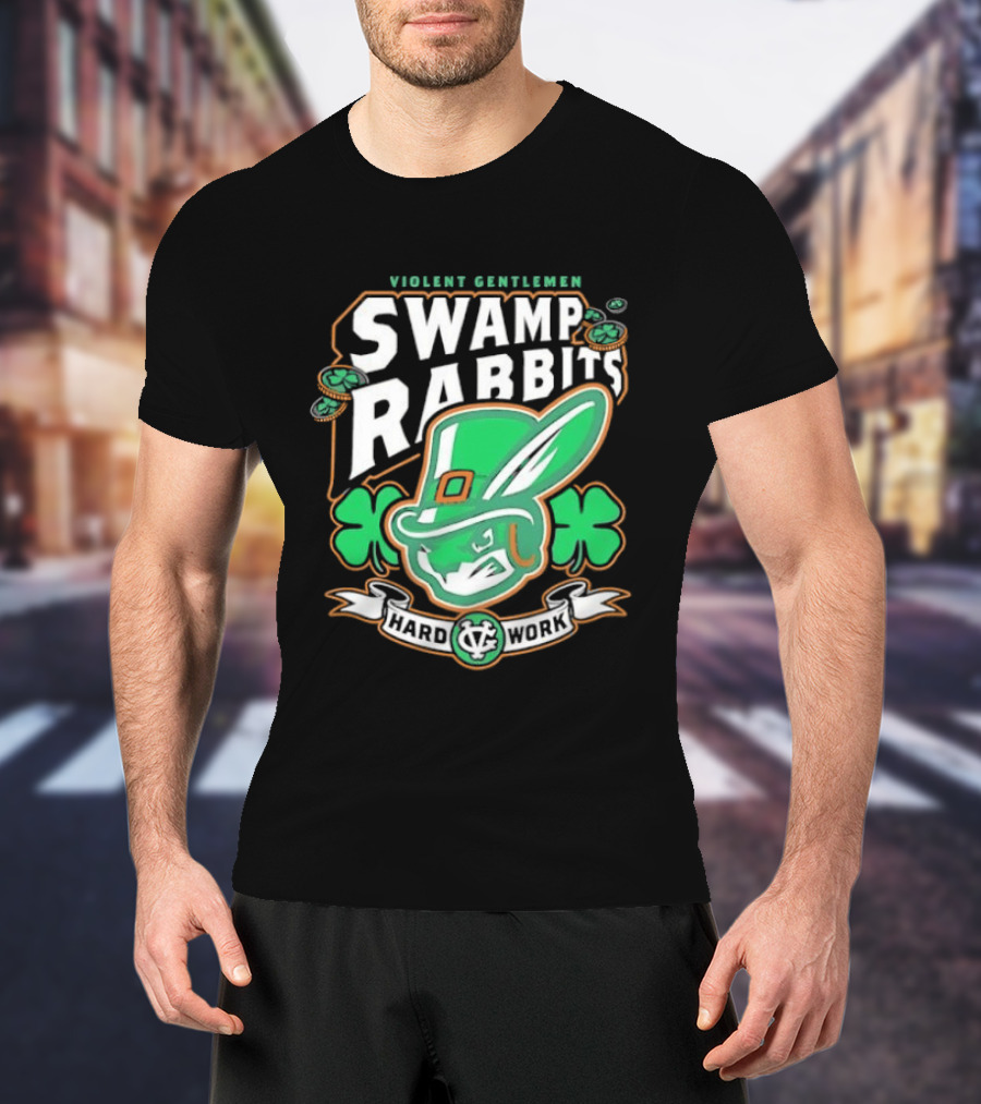 Violent Gentlemen Swamp Rabbits Hard Work Swamp Leprechaun T-Shirt