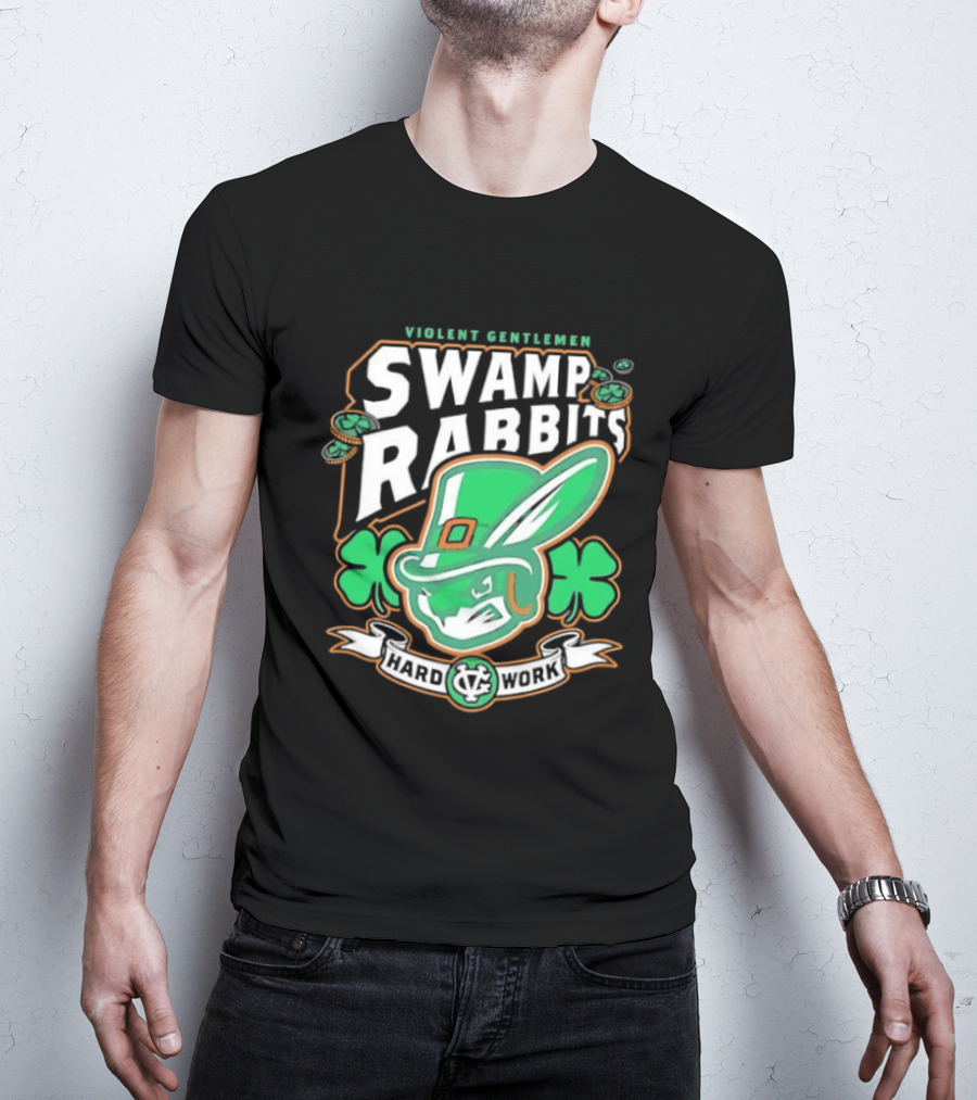 Violent Gentlemen Swamp Rabbits Hard Work Swamp Leprechaun T-Shirt