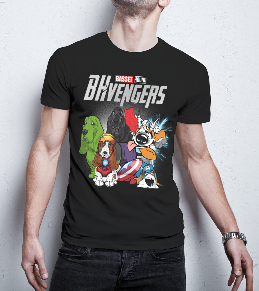 Basset Hound BHvengers Superhero Assembly T-Shirt