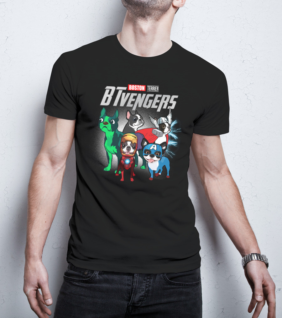 Boston Terrier BTvengers Superhero Dogs T-Shirt