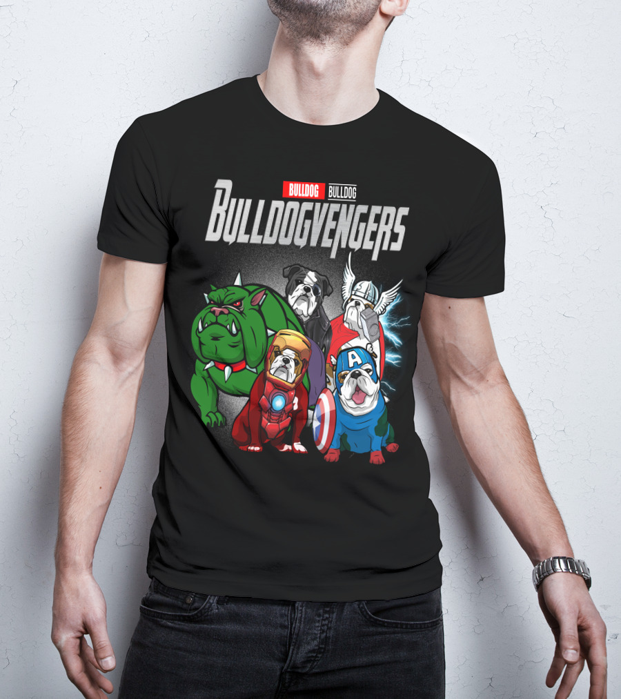 Bulldog Bulldogvengers Hulk Iron Man Captain America Thor T-Shirt