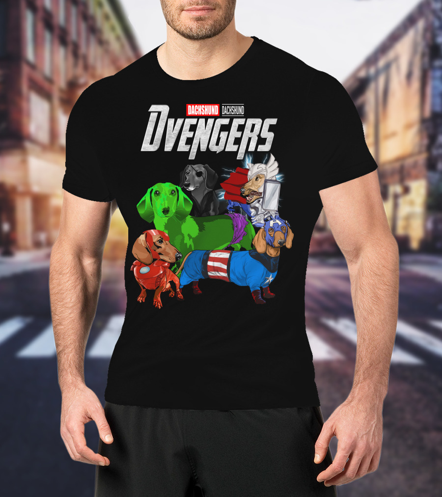 Dachshund Dvengers Dogs In Superhero Costumes T-Shirt