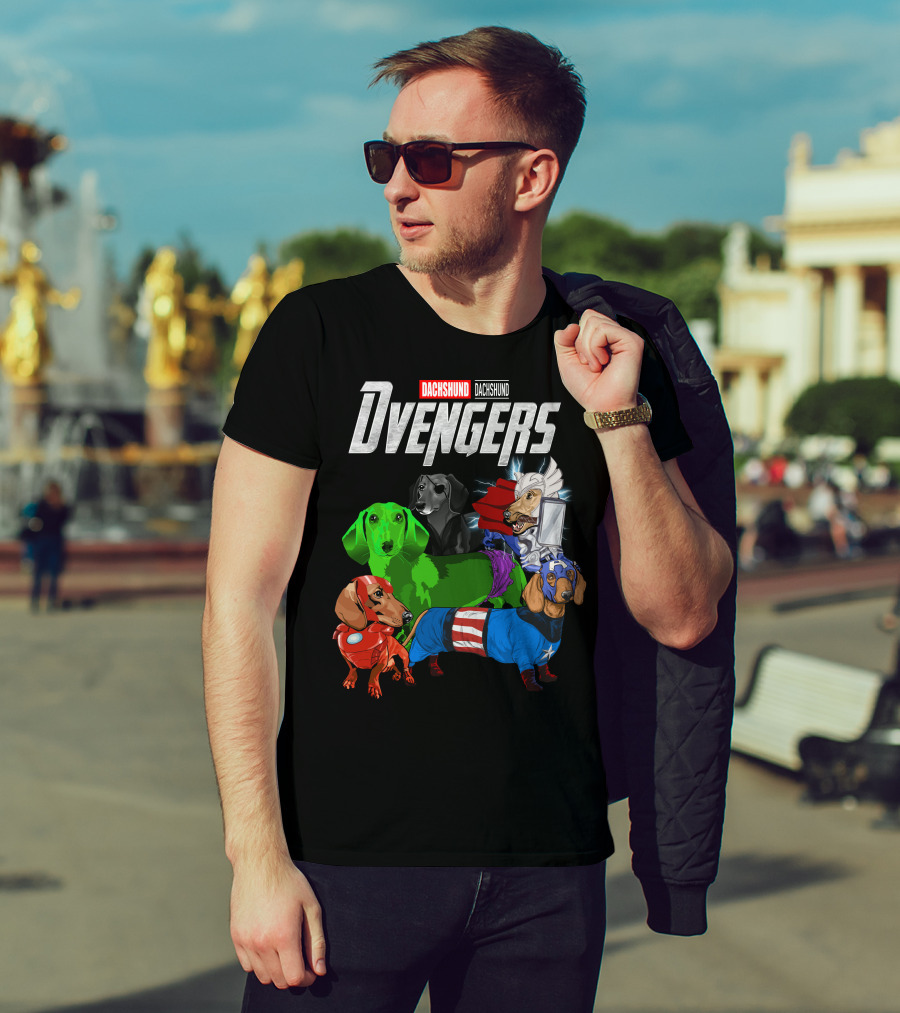 Dachshund Dvengers Dogs In Superhero Costumes T-Shirt