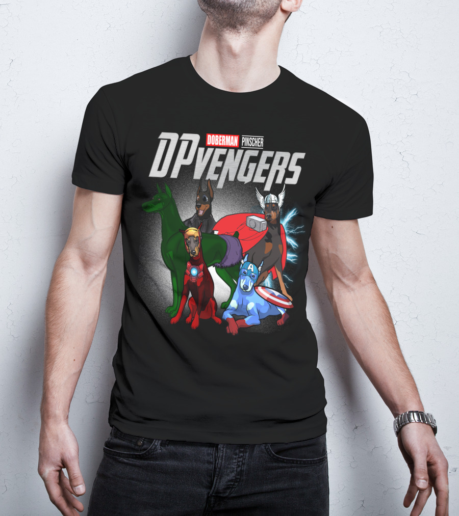 Doberman Pinscher DPvengers Superhero Dogs T-Shirt