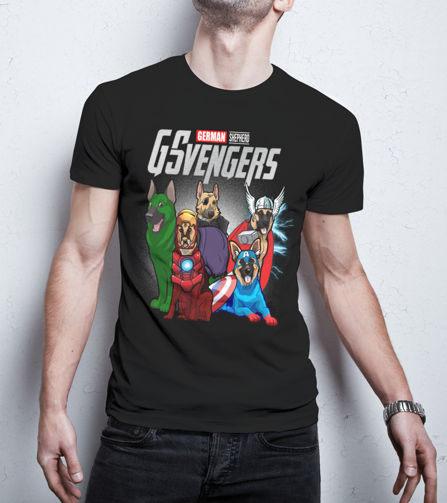 German Shepherd GSvengers Avengers Parody Dogs T-Shirt