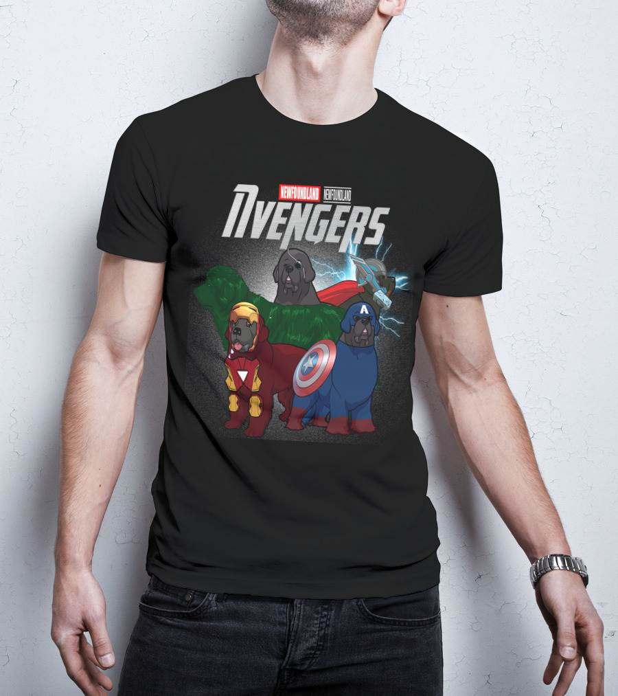 Newfoundland Avengers Dog Parody Marvel Superheroes T-Shirt