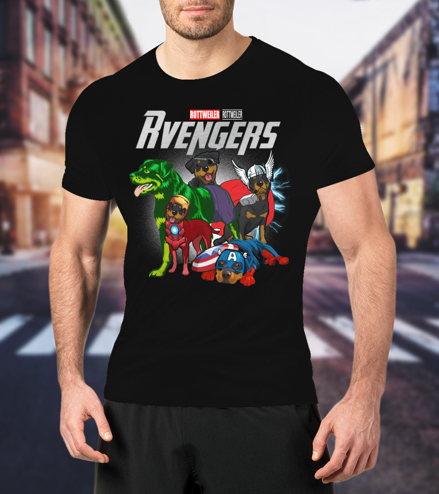 Rottweiler Rvengers Superhero Dogs T-Shirt