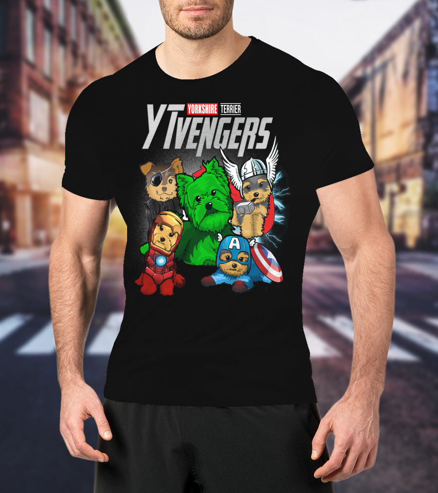Yorkshire Terrier YTvengers Superhero Pups In Iconic Costumes T-Shirt
