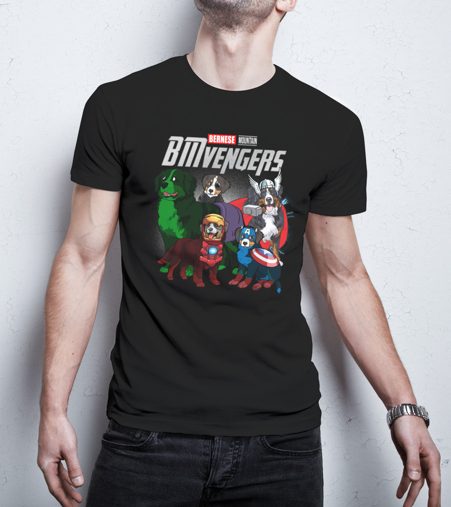 Bernese Mountain BMvengers Dog Avengers Superhero T-Shirt