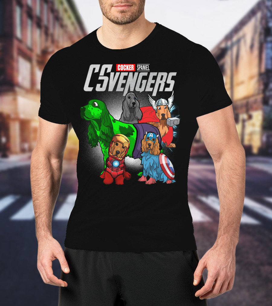 Cocker Spaniel CSvengers Superhero Dog Parody Avengers T-Shirt