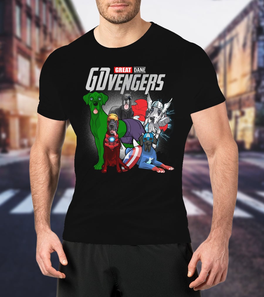 GDvengers Great Dane Superhero Dogs Avengers T-Shirt