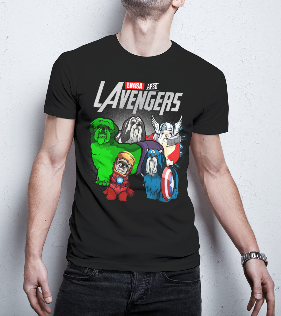 Lhasa Apso LAvengers Comic Superhero Dogs T-Shirt