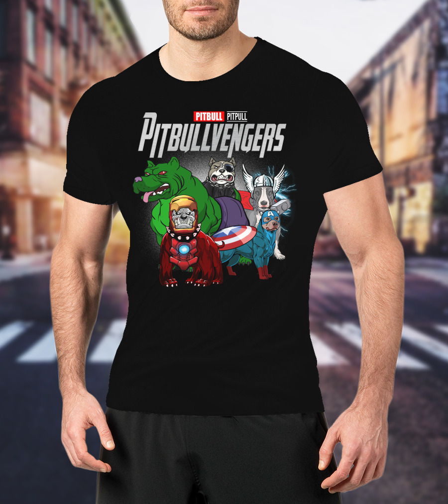 Pitbull Pitbullvengers Marvel Superhero Dogs T-Shirt