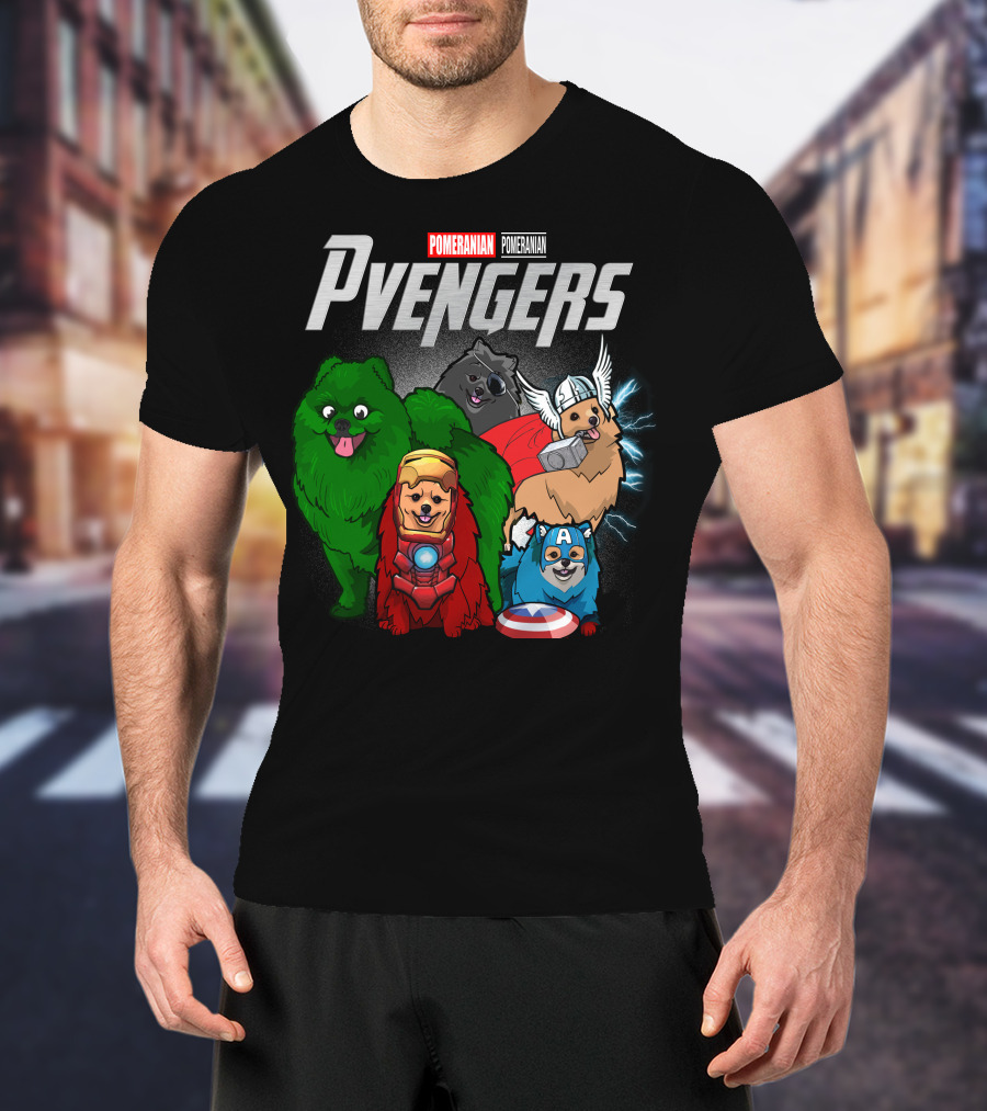 Pomeranian Pvengers Avengers Dog Superhero T-Shirt