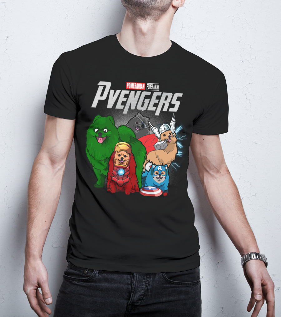 Pomeranian Pvengers Avengers Dog Superhero T-Shirt