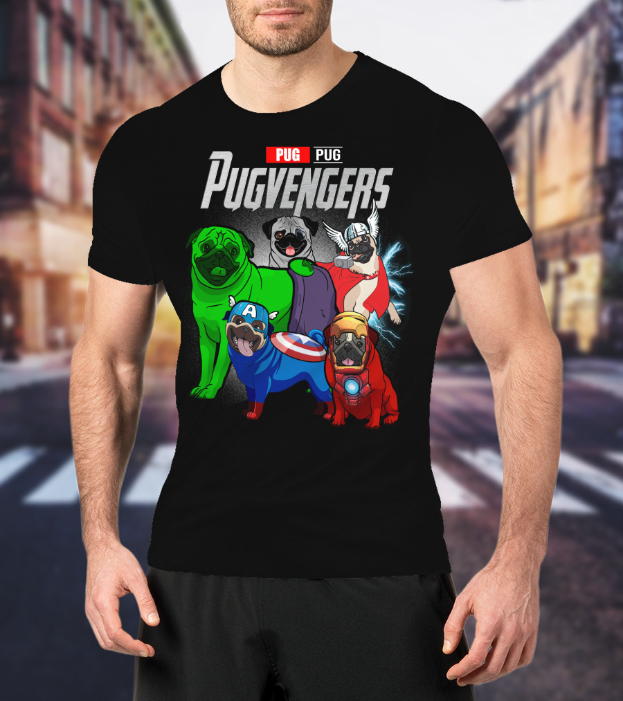 Pug Pugvengers Superhero Dogs Comic T-Shirt