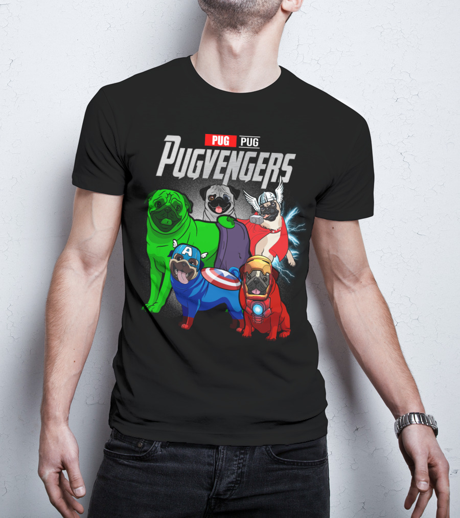 Pug Pugvengers Superhero Dogs Comic T-Shirt