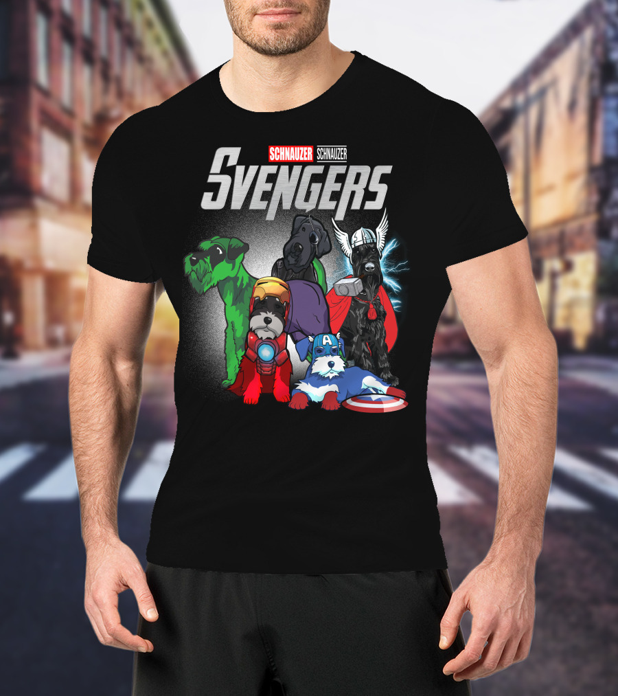 Schnauzer Svengers Marvel Parody With Superhero Dogs T-Shirt