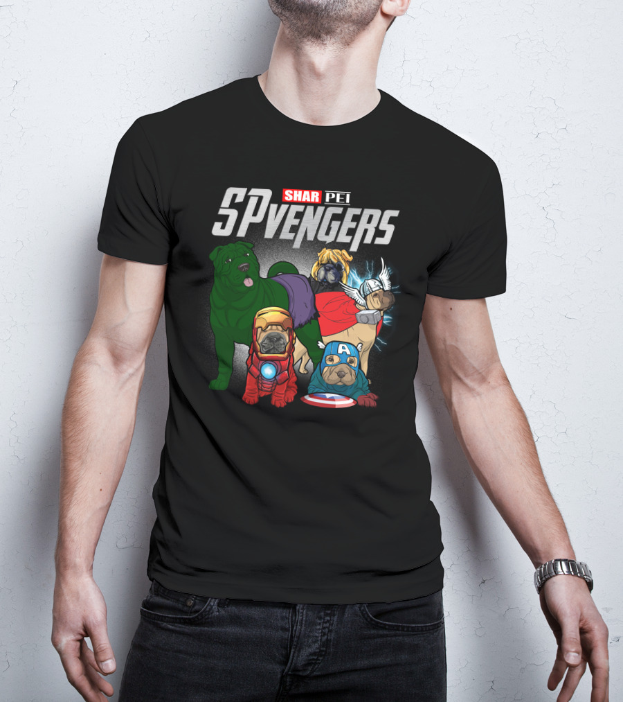 Shar Pei SPvengers Avengers Dog Parody Pug Superheroes T-Shirt