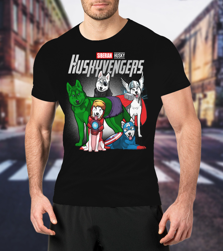 Siberian Husky Huskyvengers Superhero Dogs T-Shirt