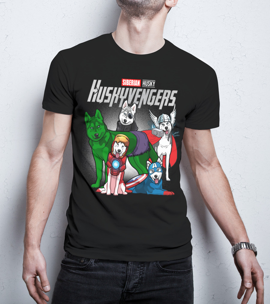 Siberian Husky Huskyvengers Superhero Dogs T-Shirt