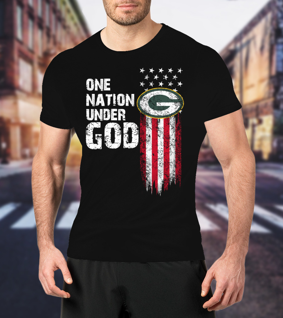 Green Bay Packers One Nation Under God Stars And Stripes T-Shirt