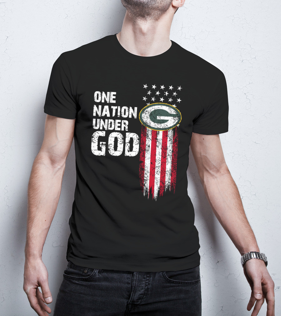 Green Bay Packers One Nation Under God Stars And Stripes T-Shirt
