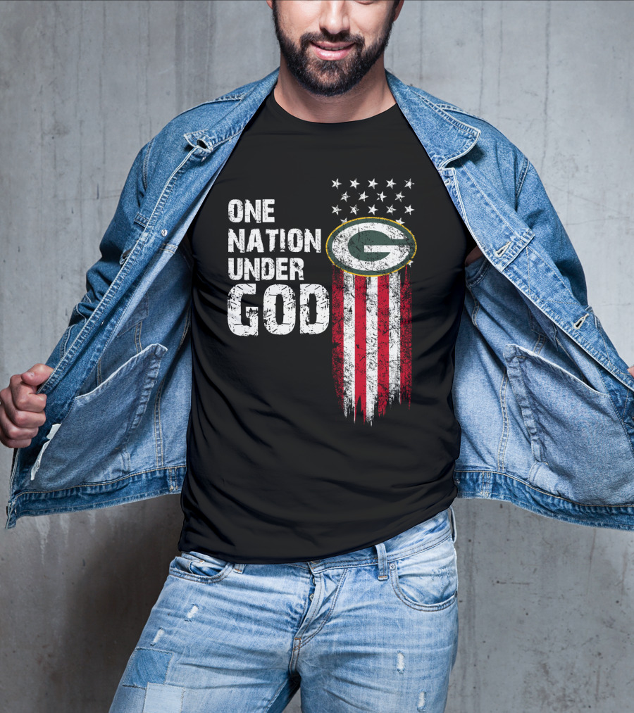 Green Bay Packers One Nation Under God Stars And Stripes T-Shirt