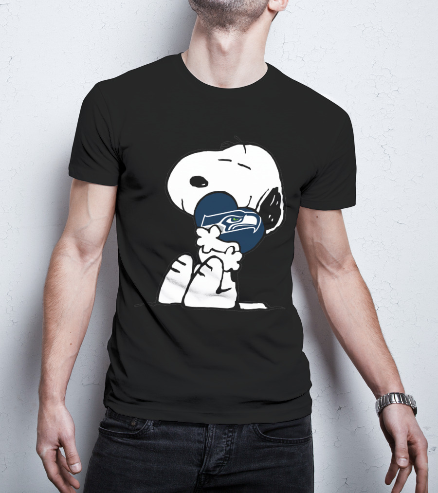 Seattle Seahawks Snoopy Hugging Heart T-Shirt