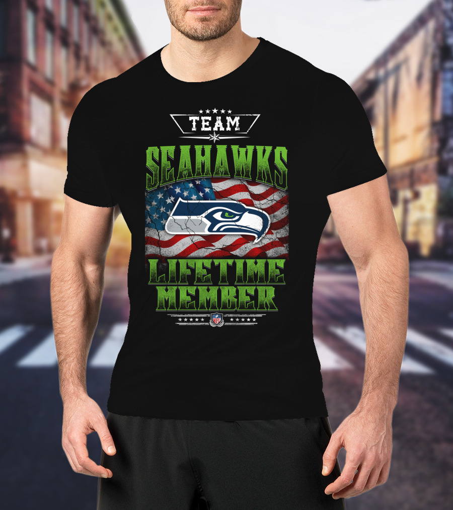 Team Seahawks Lifetime Member Nfl American Flag T-Shirt