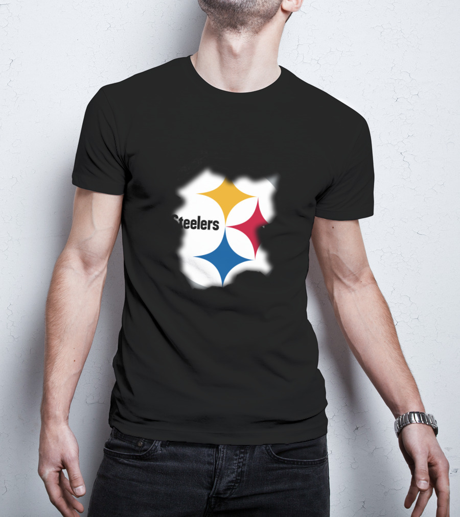 Pittsburgh Steelers Burst Design With Iconic Logo And Black T-Shirt