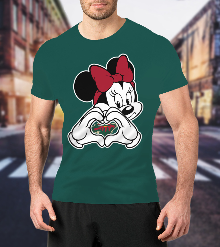 Minnesota Wild Minnie Mouse Heart Hands T-Shirt