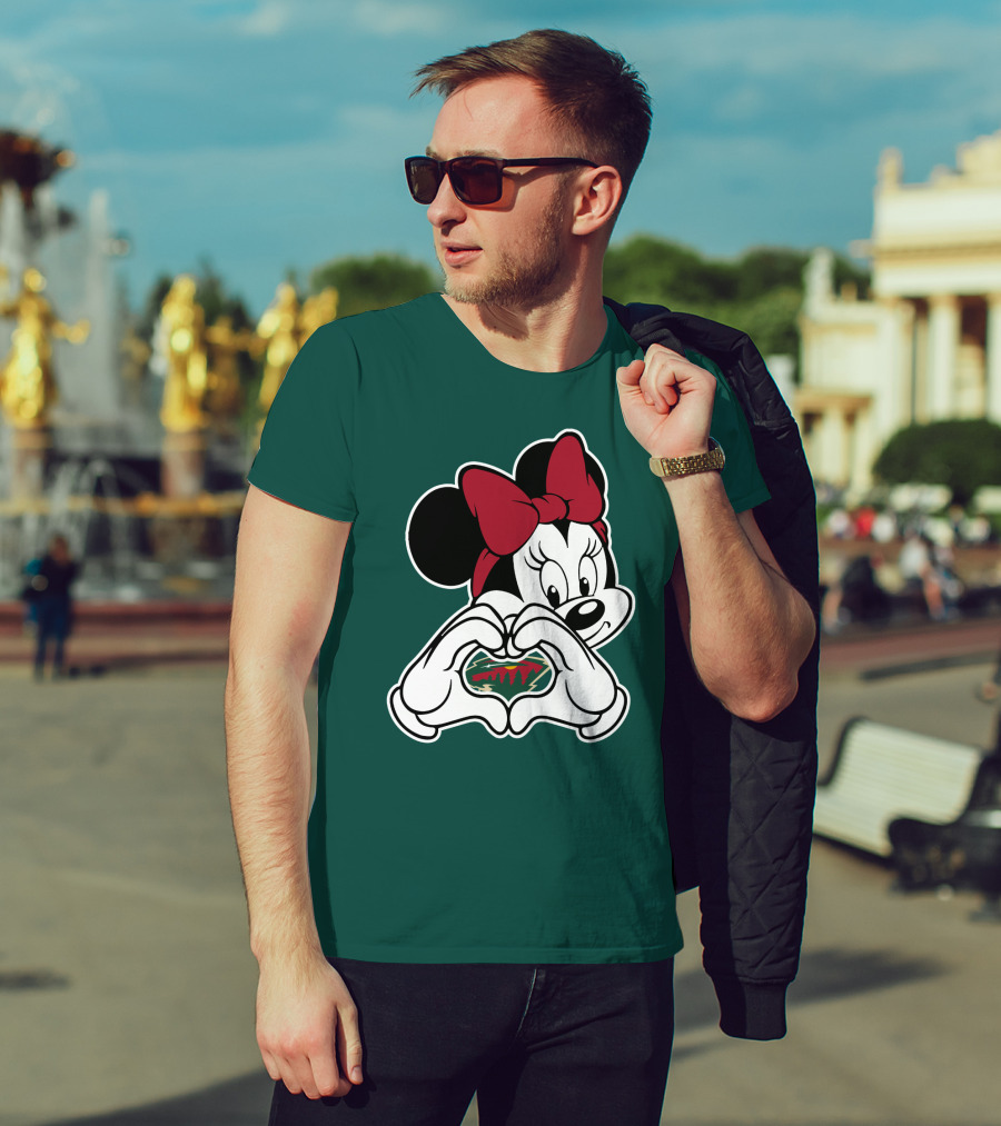 Minnesota Wild Minnie Mouse Heart Hands T-Shirt