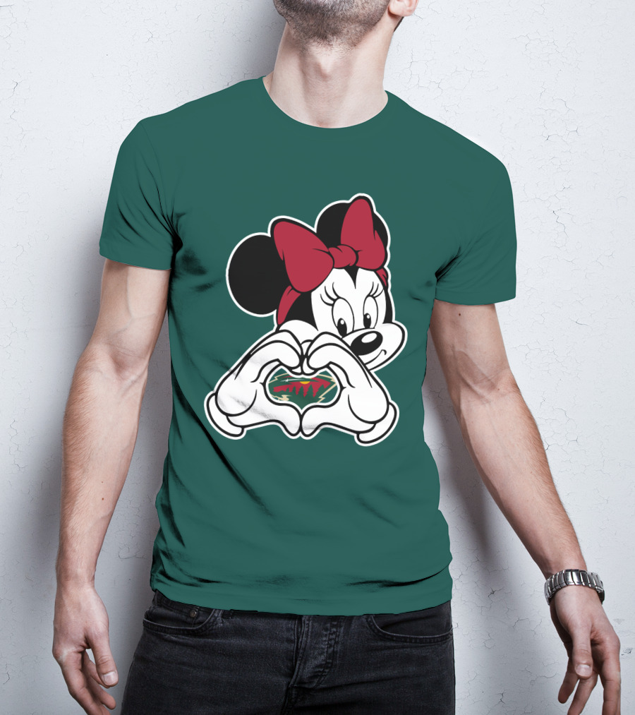 Minnesota Wild Minnie Mouse Heart Hands T-Shirt