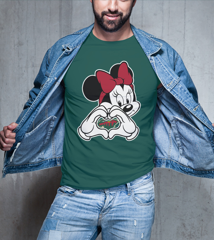 Minnesota Wild Minnie Mouse Heart Hands T-Shirt