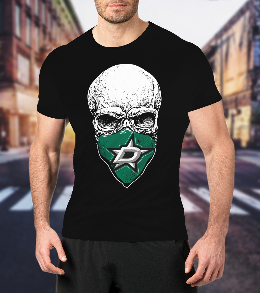 Dallas Stars Logo Over Skull T-Shirt