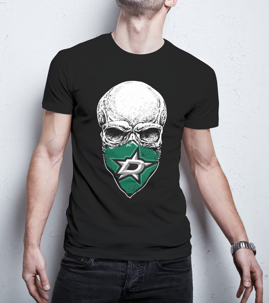 Dallas Stars Logo Over Skull T-Shirt