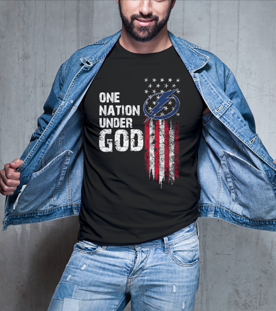 One Nation Under God Tampa Bay Lightning Flag T-Shirt