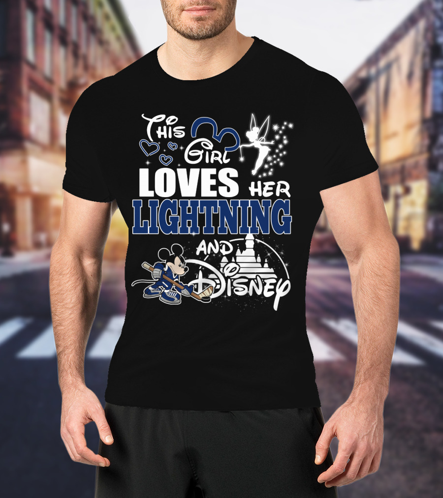 This Girl Loves Her Lightning And Disney With Hockey Mickey And Castle T-Shirt