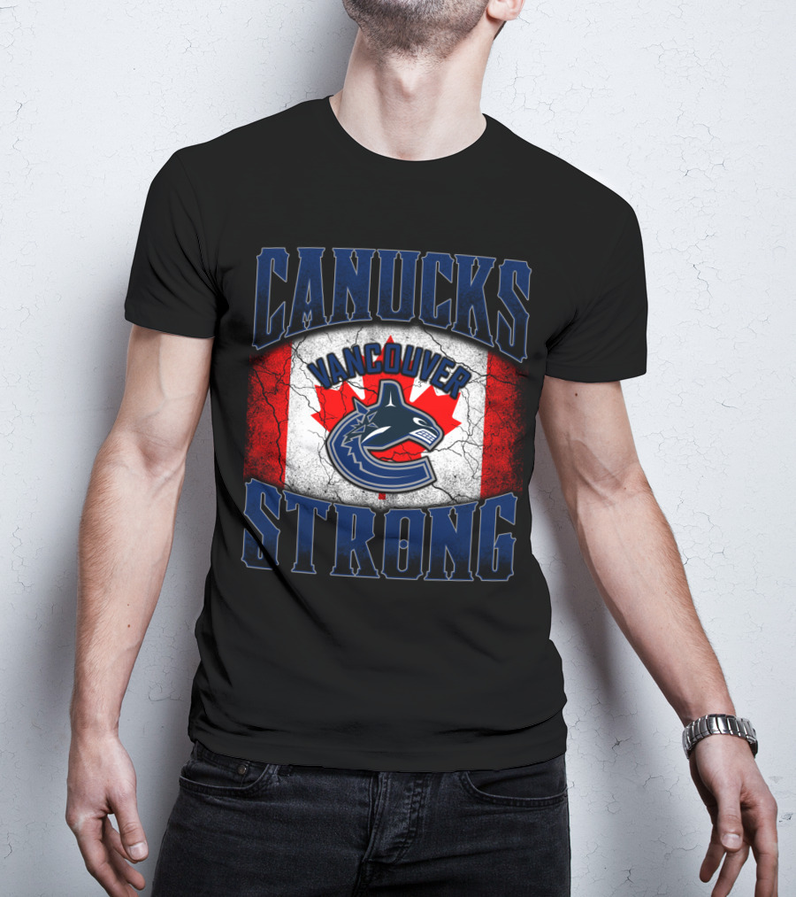 Vancouver Canucks Strong Canadian Flag Hockey T-Shirt