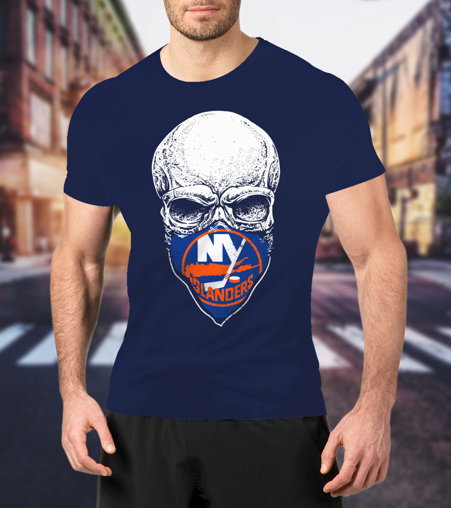 Ny Islanders Skull Logo Hockey Fan T-Shirt