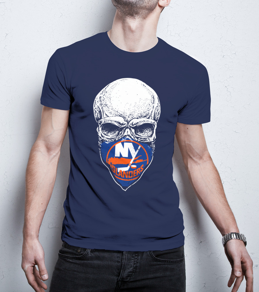 Ny Islanders Skull Logo Hockey Fan T-Shirt
