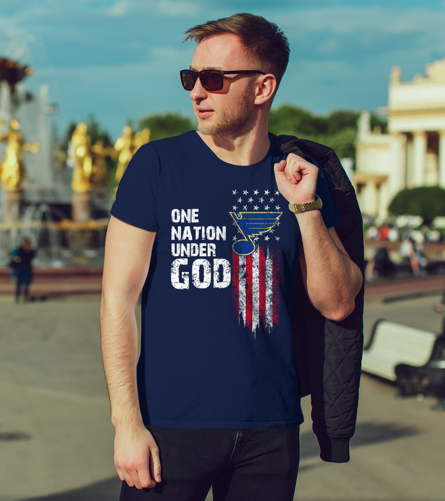 One Nation Under God St. Louis Blues American Flag Stars T-Shirt