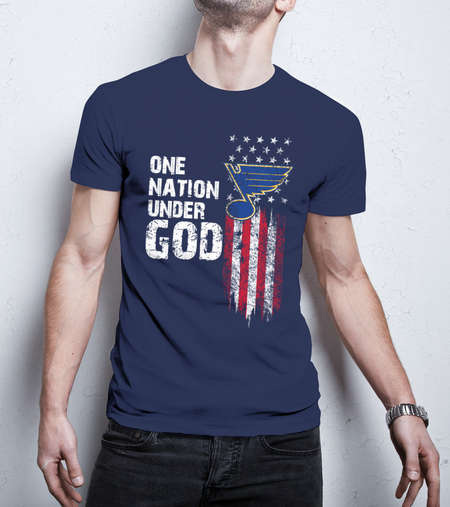 One Nation Under God St. Louis Blues American Flag Stars T-Shirt
