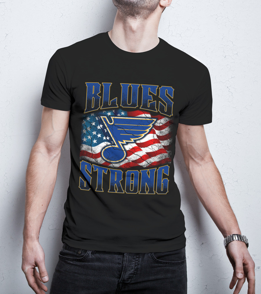 Blues Strong St. Louis American Flag T-Shirt