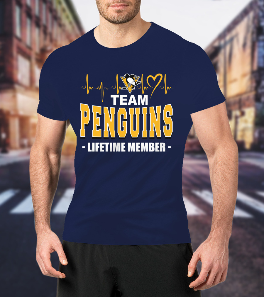 Team Penguins Lifetime Member Pittsburgh Penguins Heartbeat T-Shirt