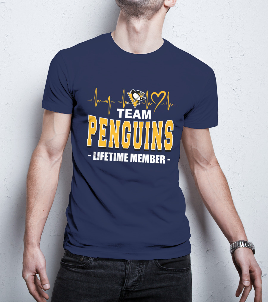 Team Penguins Lifetime Member Pittsburgh Penguins Heartbeat T-Shirt